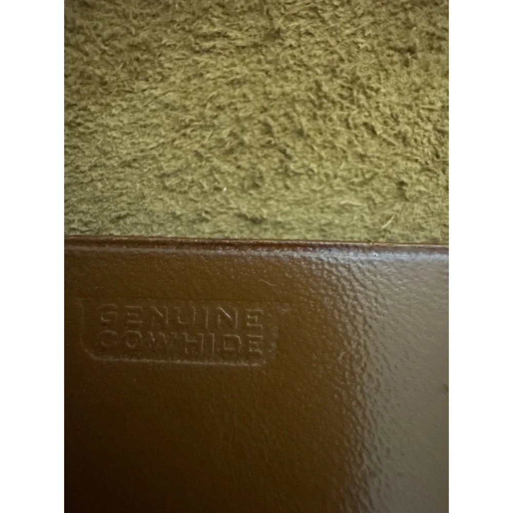 Vintage Tan Genuine Cowhide Leather Accordion Clutch Document Wallet 10 Inch